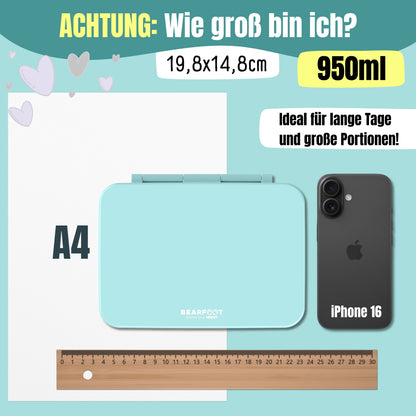 Brotdose mit Fächern, leicht &amp; auslaufsicher - mint