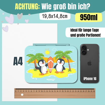 Brotdose mit Fächern, leicht &amp; auslaufsicher - Pinguin