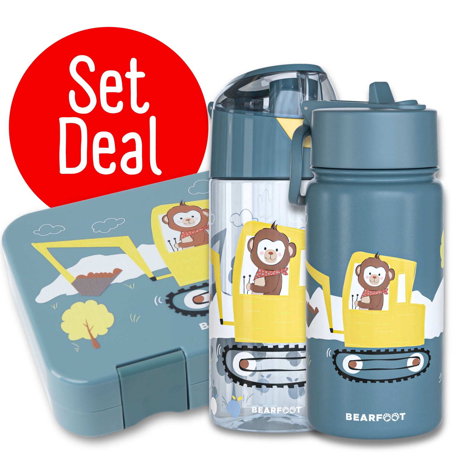 Excavator Bundle - Bento Box M &amp; Drinking Bottle 450ml &amp; Insulated Bottle 400ml