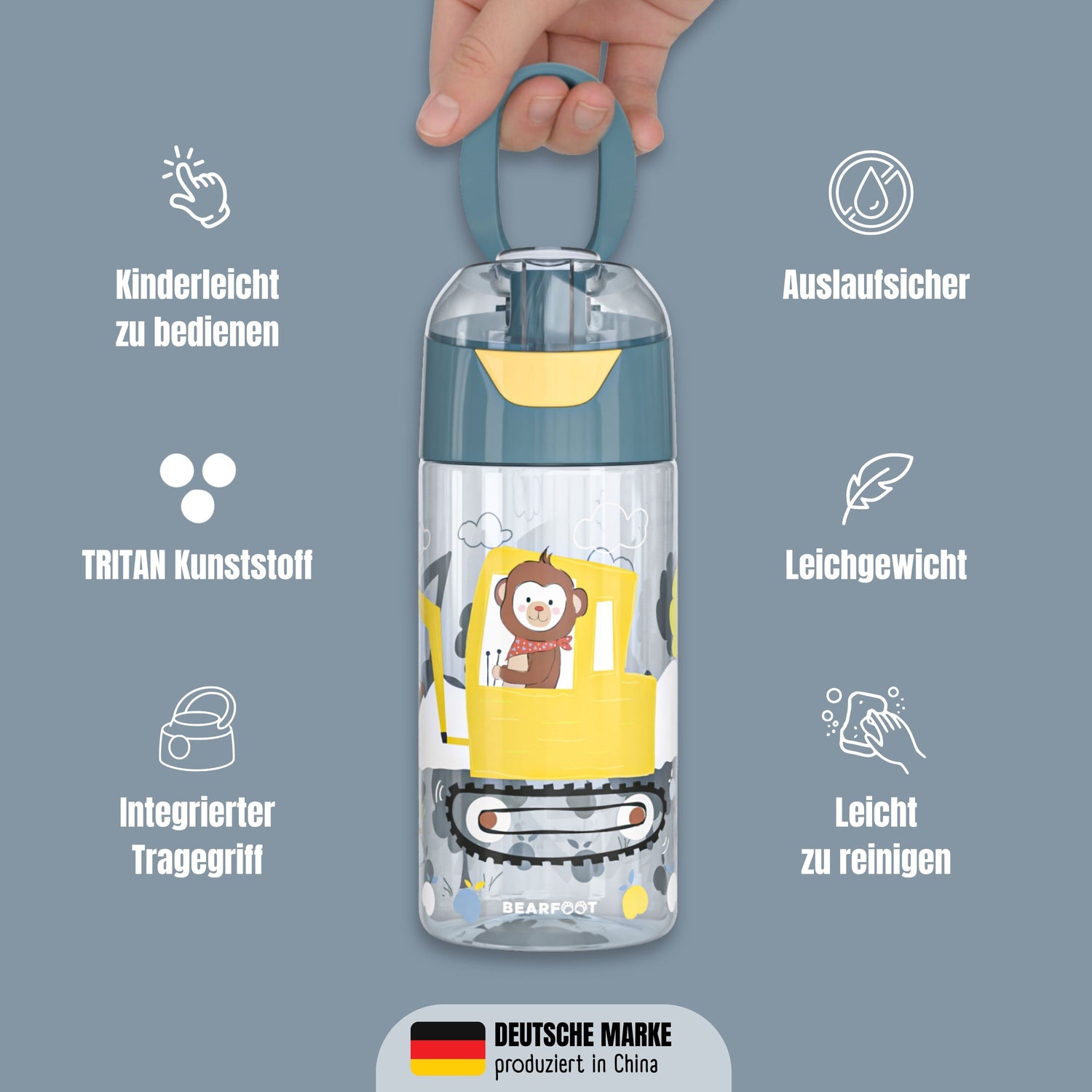 Kinderwaterfles, lichtgewicht waterfles - graafmachine &amp; aap