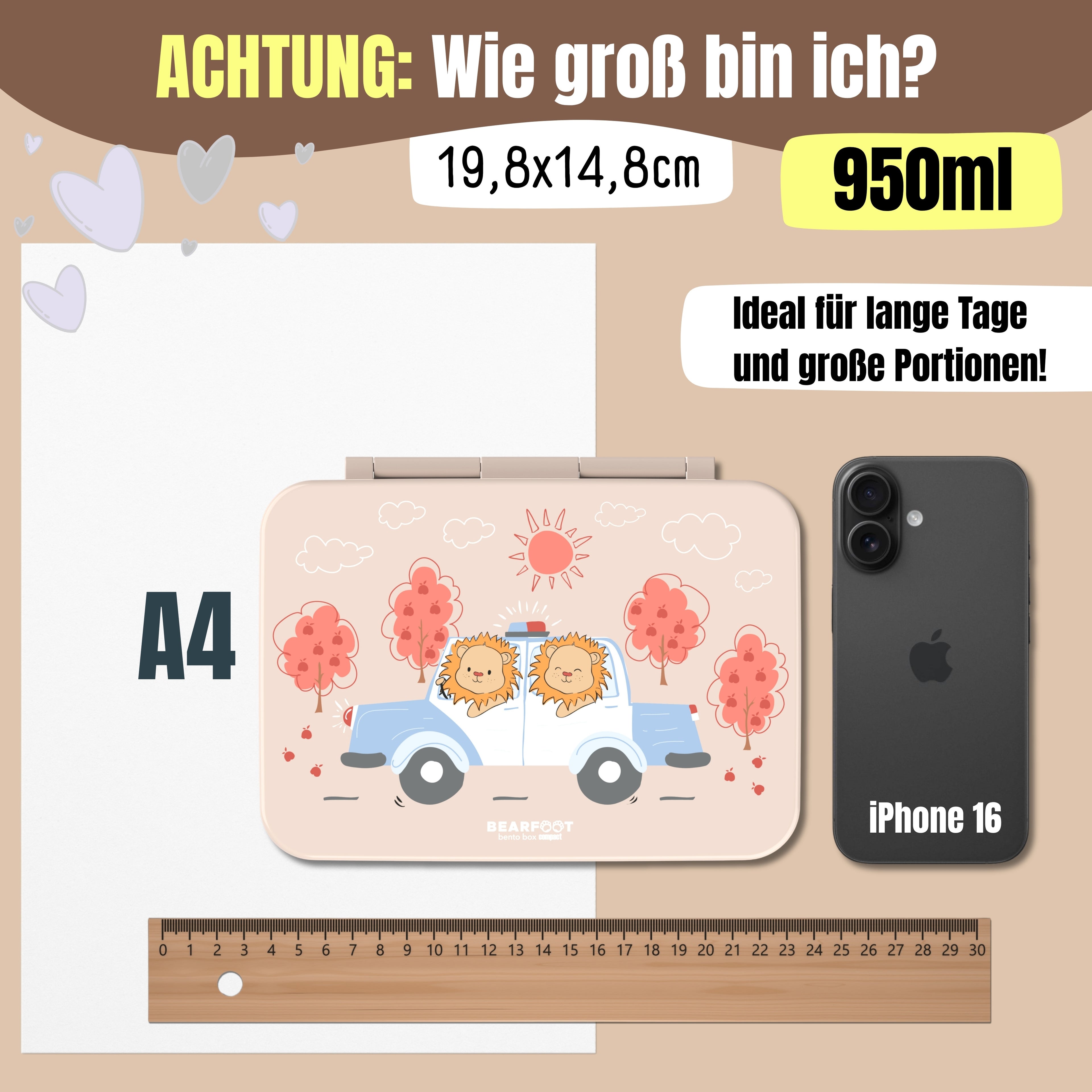Brotdose mit Fächern, leicht &amp; auslaufsicher - Polizei braun