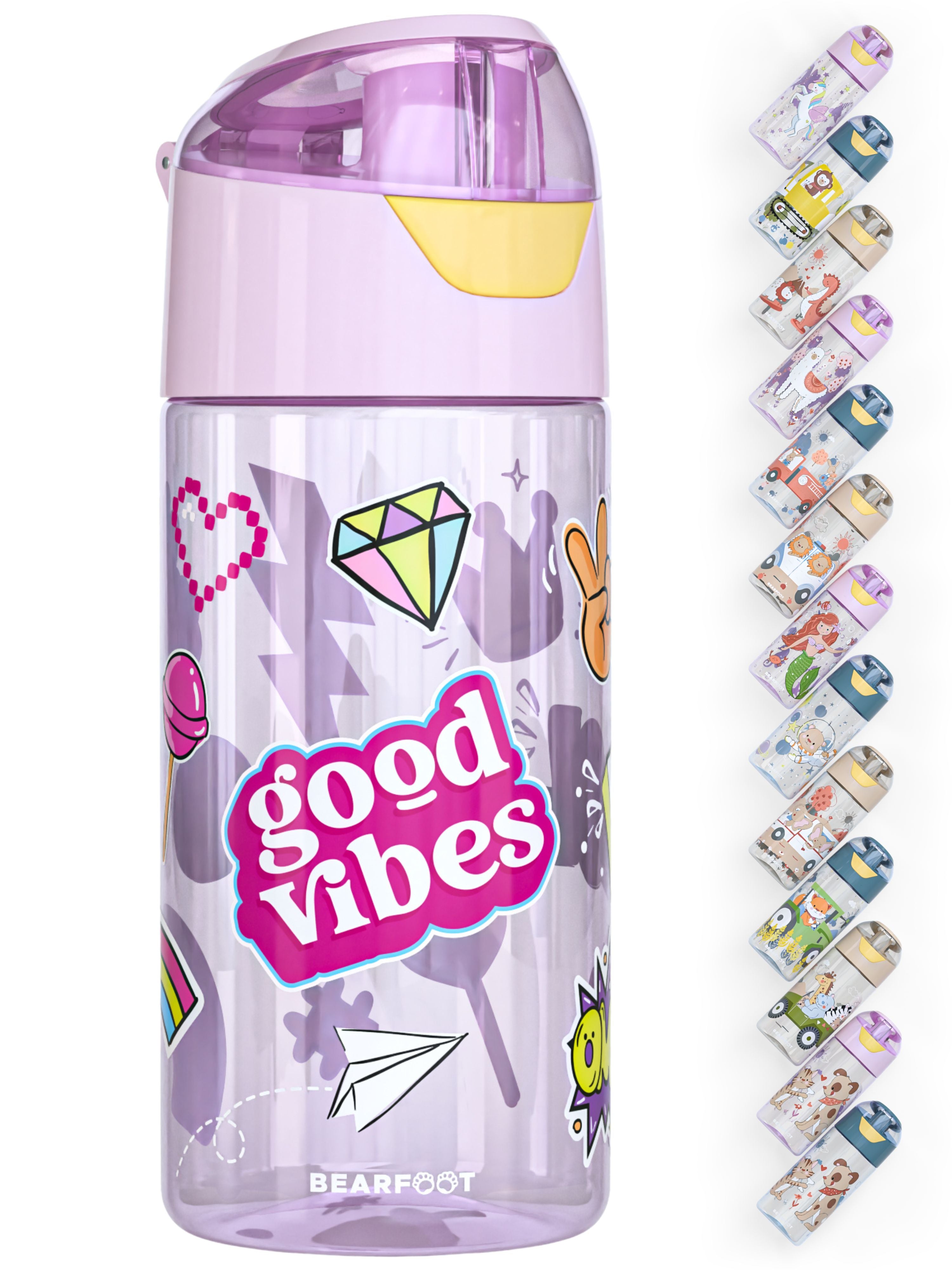 Trinkflasche Kinder, leichte Wasserflasche - Sticker lila