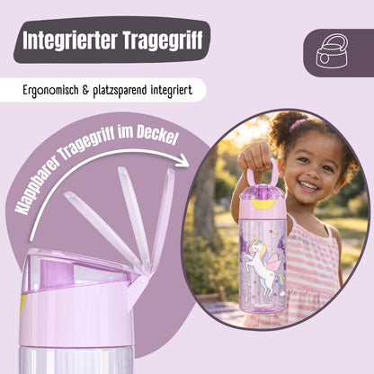 Trinkflasche Kinder leichte Wasserflasche - Hund &amp; Katze pink