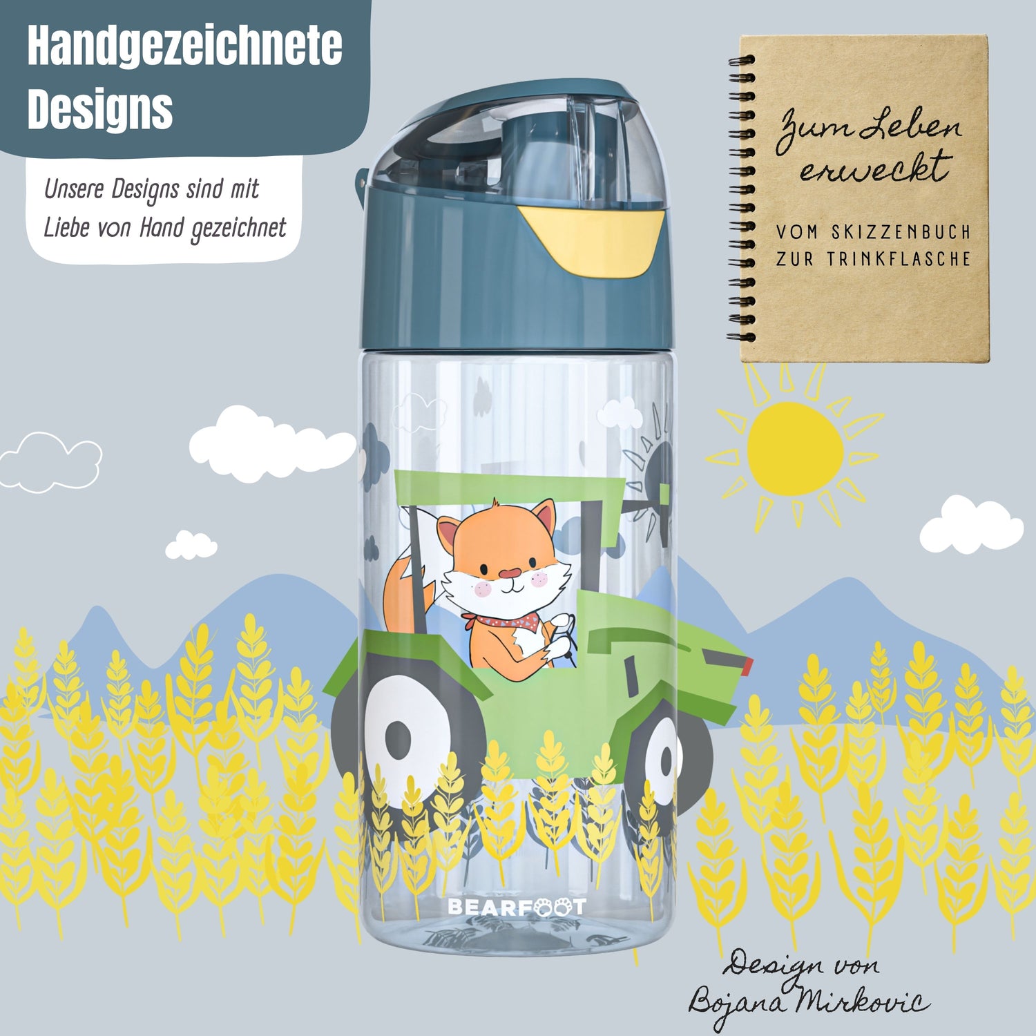 Kinderwaterfles, lichte waterfles - tractorvos