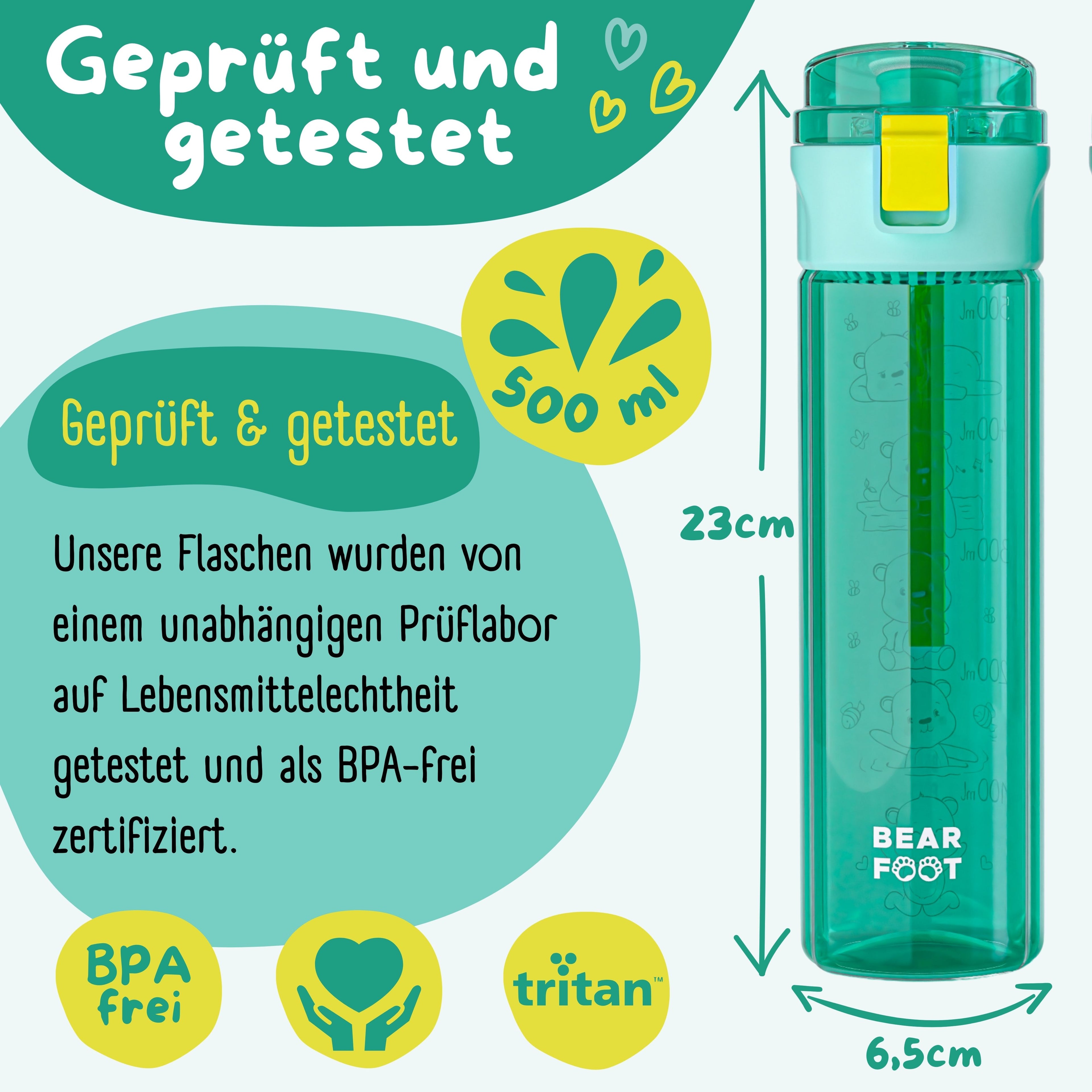 Drikkedunk til børn, 500ml, lys - logo mint