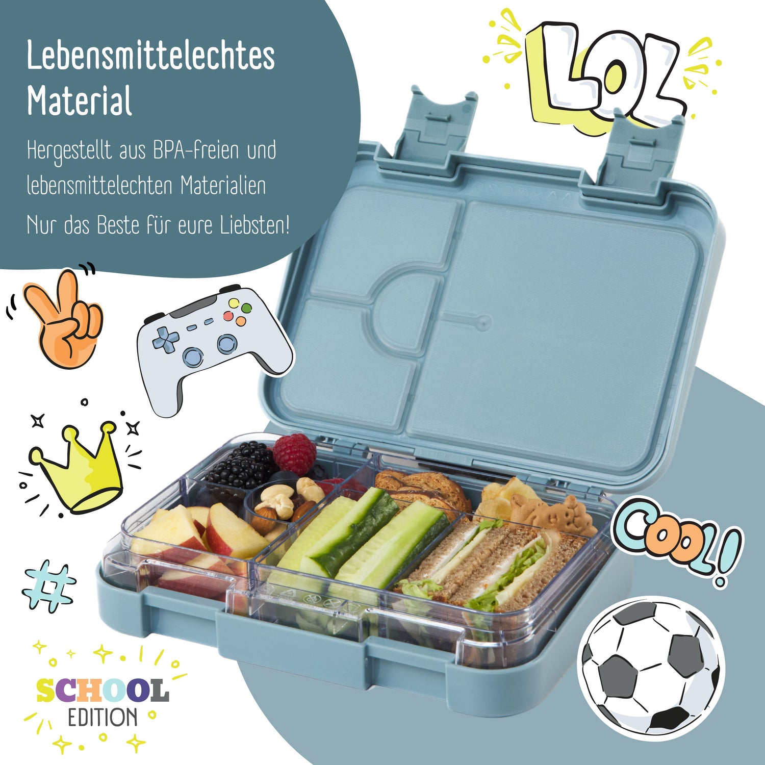 Boîte à lunch enfant avec compartiments, boîte à lunch, boîte bento - jeu