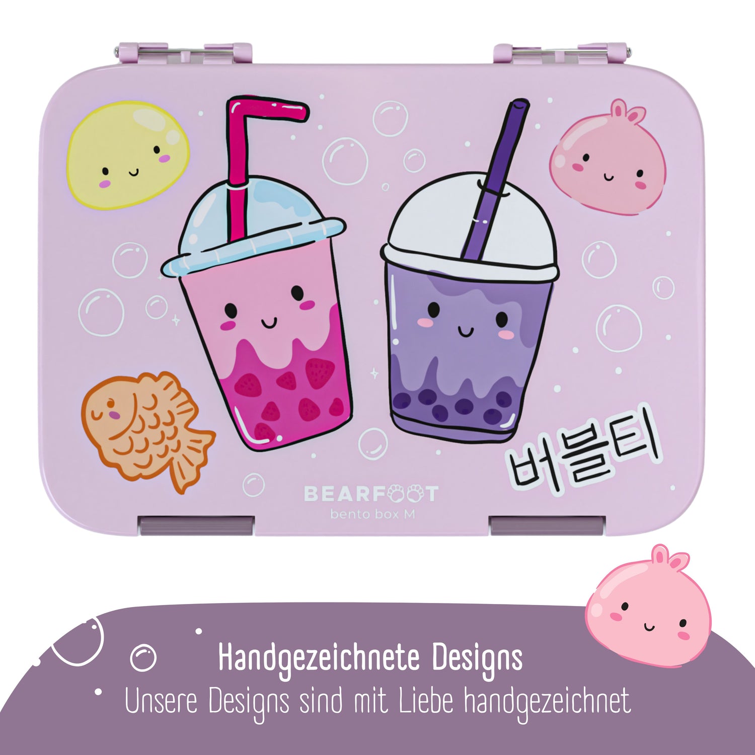 Fiambrera infantil con compartimentos, lonchera - BubbleTea Purple