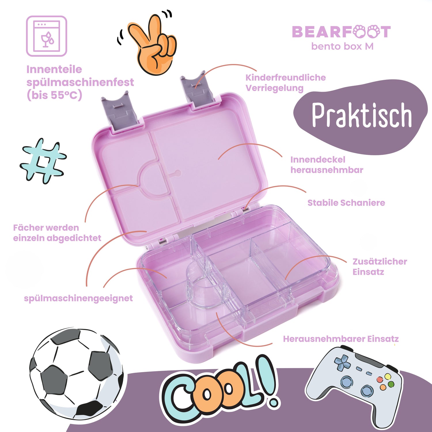 Kinderlunchbox met vakken, lunchbox, bentobox - paars