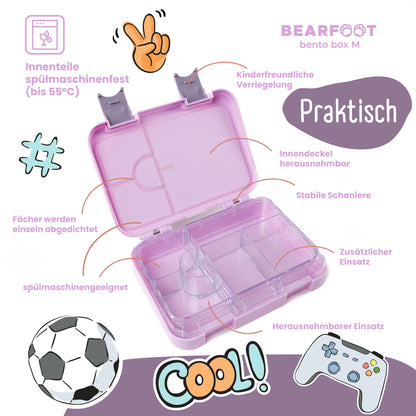 Kinderlunchbox met vakken, lunchbox, bentobox - paars