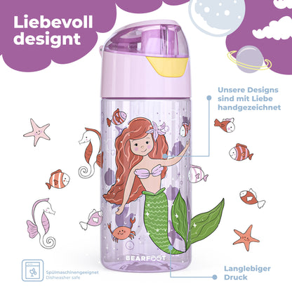 Botella de agua para niños, botella de agua ligera - sirena