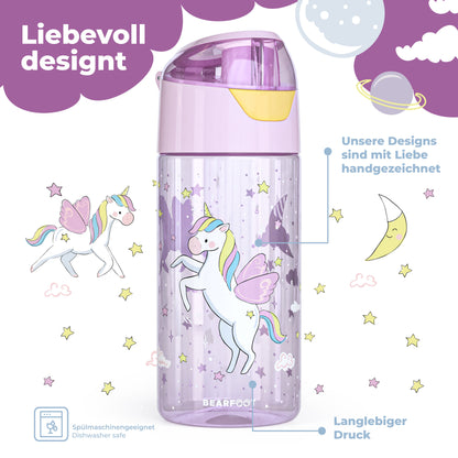 Botella de agua para niños, botella de agua ligera - unicornio