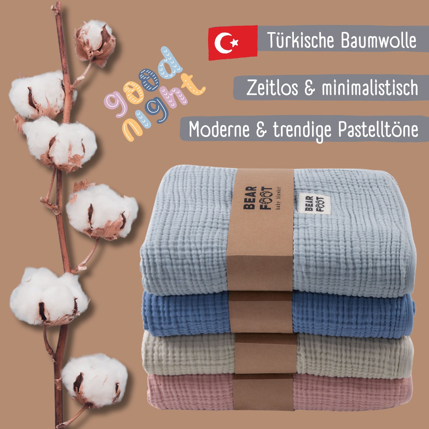 Baby blanket muslin fleece blanket fluffy soft - brown