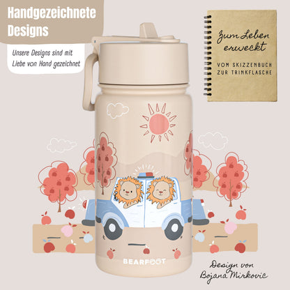 Thermo Kinder Trinkflasche Edelstahl - Polizei braun