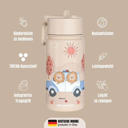 Thermo Kinder Trinkflasche Edelstahl - Polizei braun