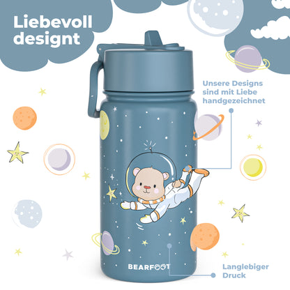 Thermo Kinder Trinkflasche Edelstahl - Astro Bär blau