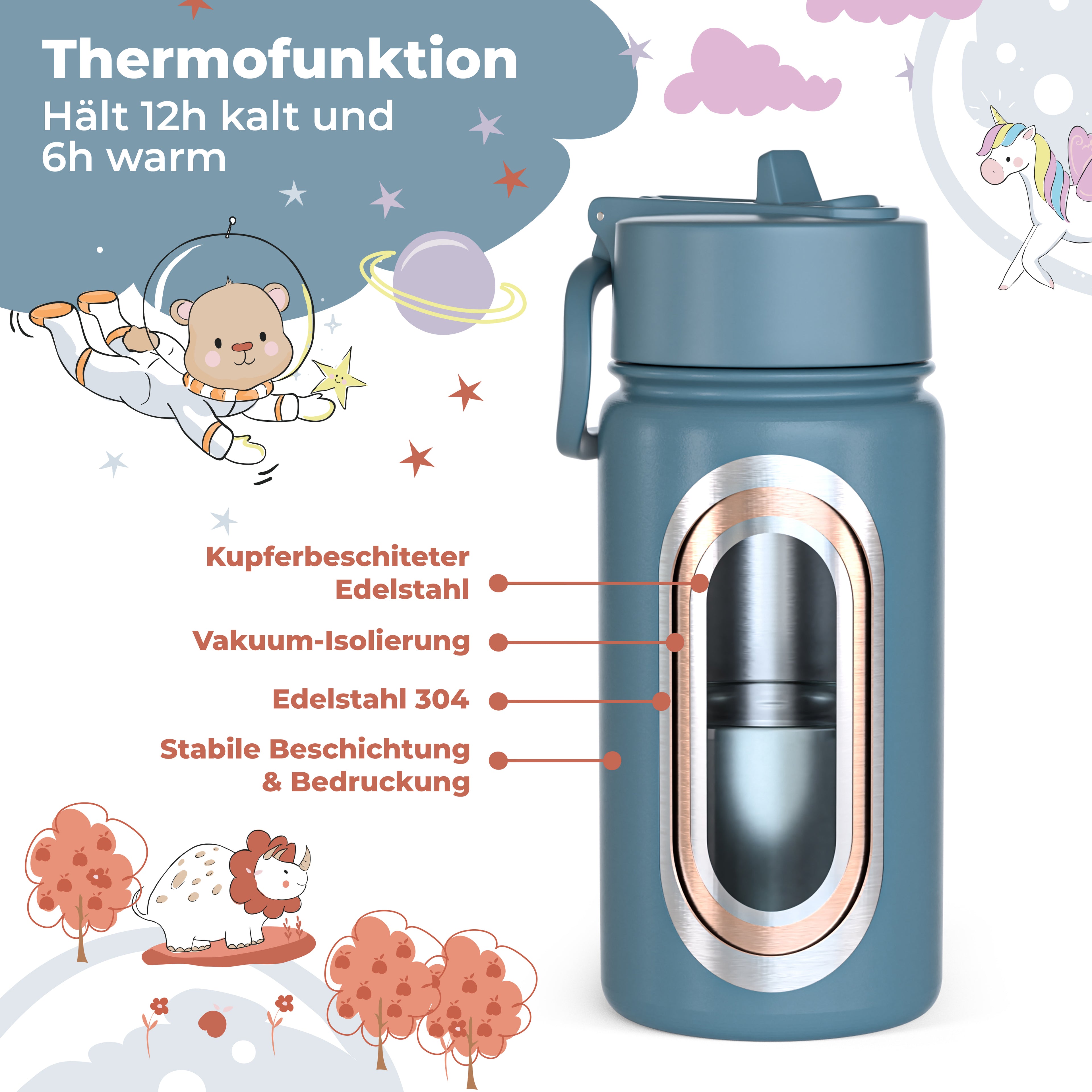 Thermo Kinder Trinkflasche Edelstahl - Feuerwehr