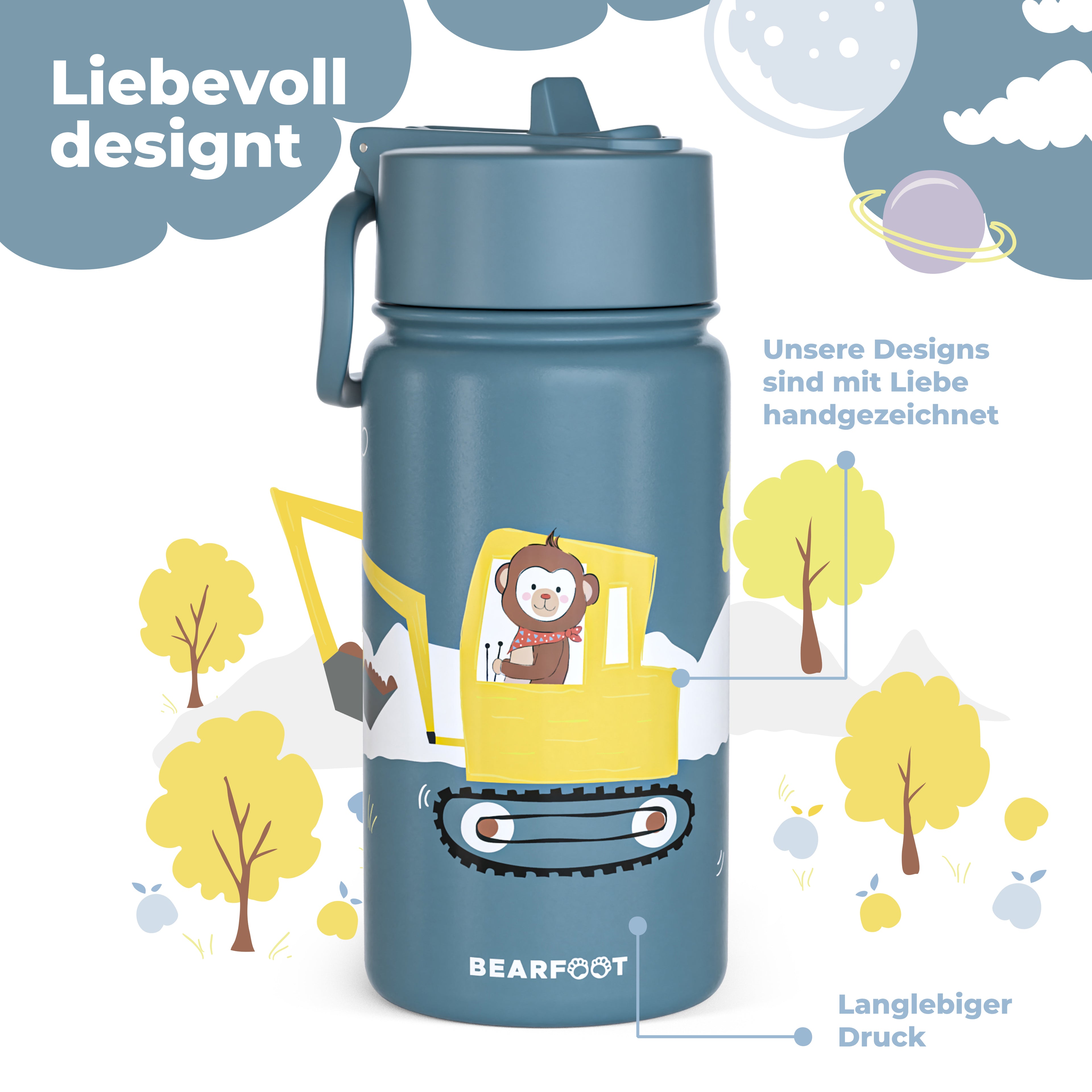 Excavator Bundle - Bento Box M &amp; Drinking Bottle 450ml &amp; Insulated Bottle 400ml