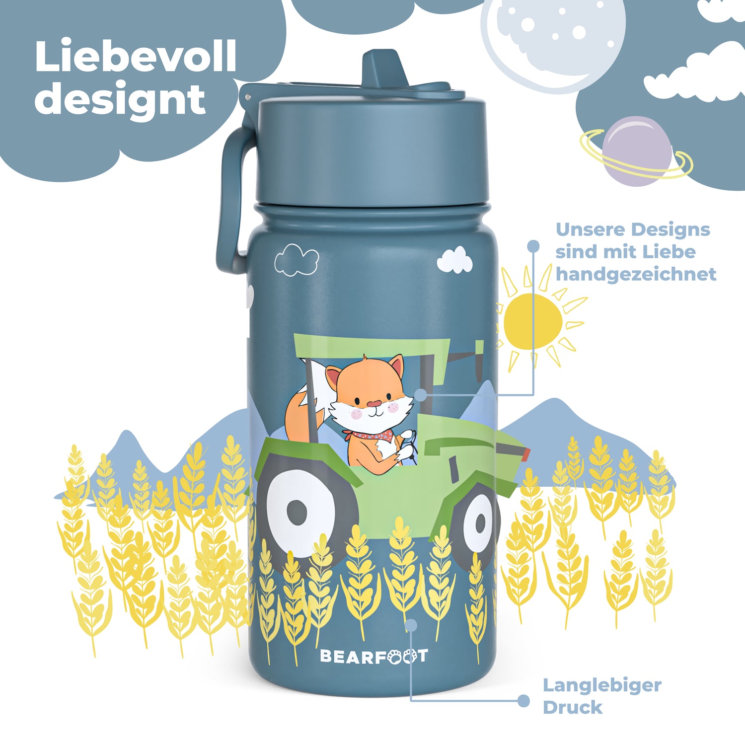 Thermo Kinder Trinkflasche Edelstahl - Traktor