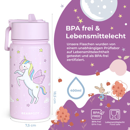 Unicorn Bundle - Bento Box M &amp; drikkeflaske 450ml &amp; isoleret flaske 400ml