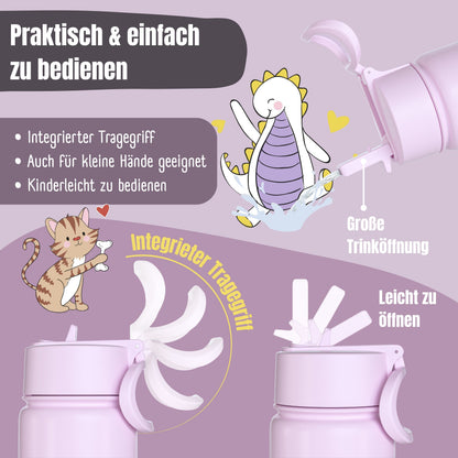 Botella térmica para niños de acero inoxidable - unicornio morado