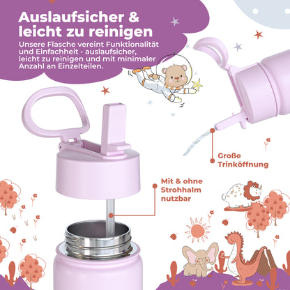 Gourde thermos pour enfants en acier inoxydable - licorne violette