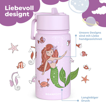 Botella térmica para niños de acero inoxidable - sirena violeta