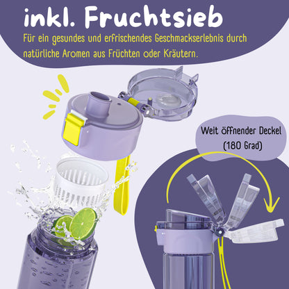 Kinderdrinkfles, 500 ml, lichtgewicht - zeemeermin paars