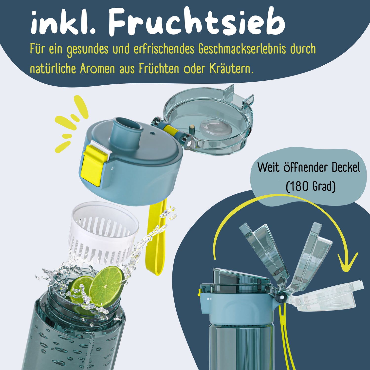 Trinkflasche Kinder, 500ml, leicht - Logo-blau