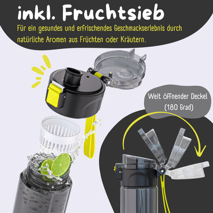 Trinkflasche Kinder, 500ml, leicht - Logo-schwarz