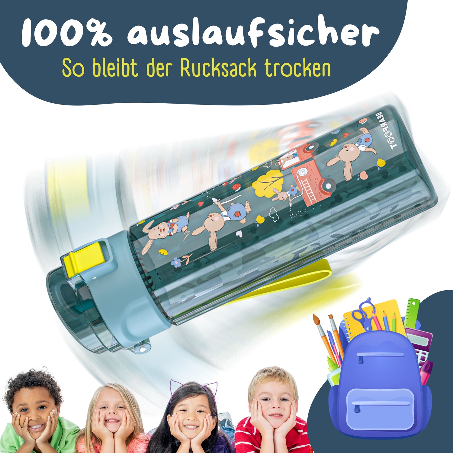 Kinderdrinkfles, 500 ml, lichtgewicht - brandweer blauw