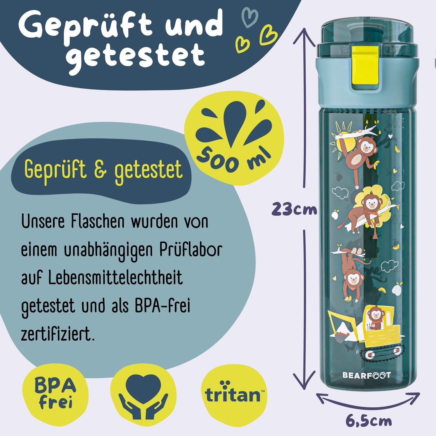 Kinderdrinkfles, 500ml, licht - graafmachine blauw