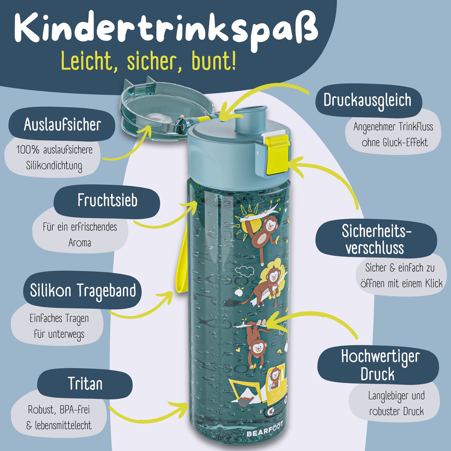 Kinderdrinkfles, 500ml, licht - graafmachine blauw