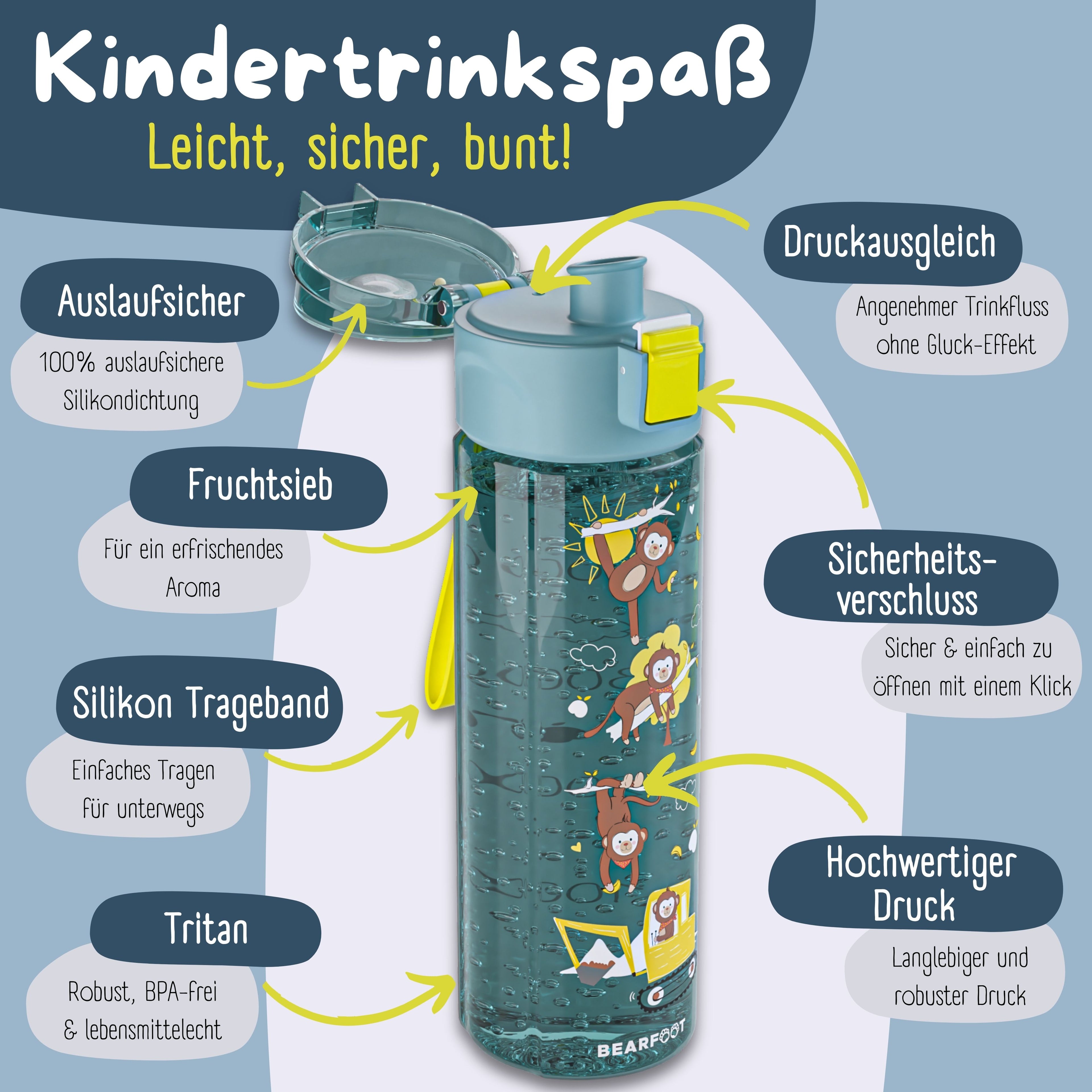 Kinderdrinkfles, 500ml, licht - graafmachine blauw