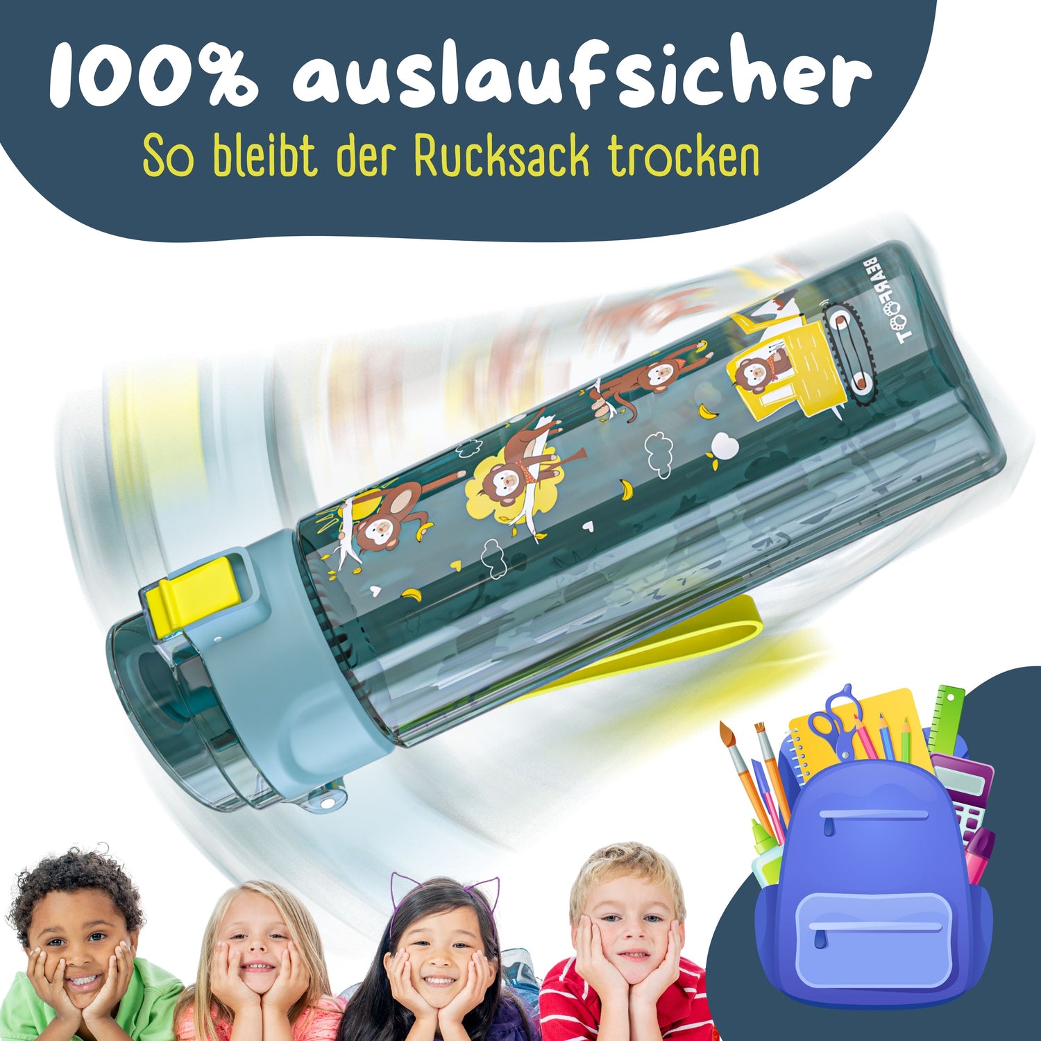 Kinderdrinkfles, 500ml, licht - graafmachine blauw
