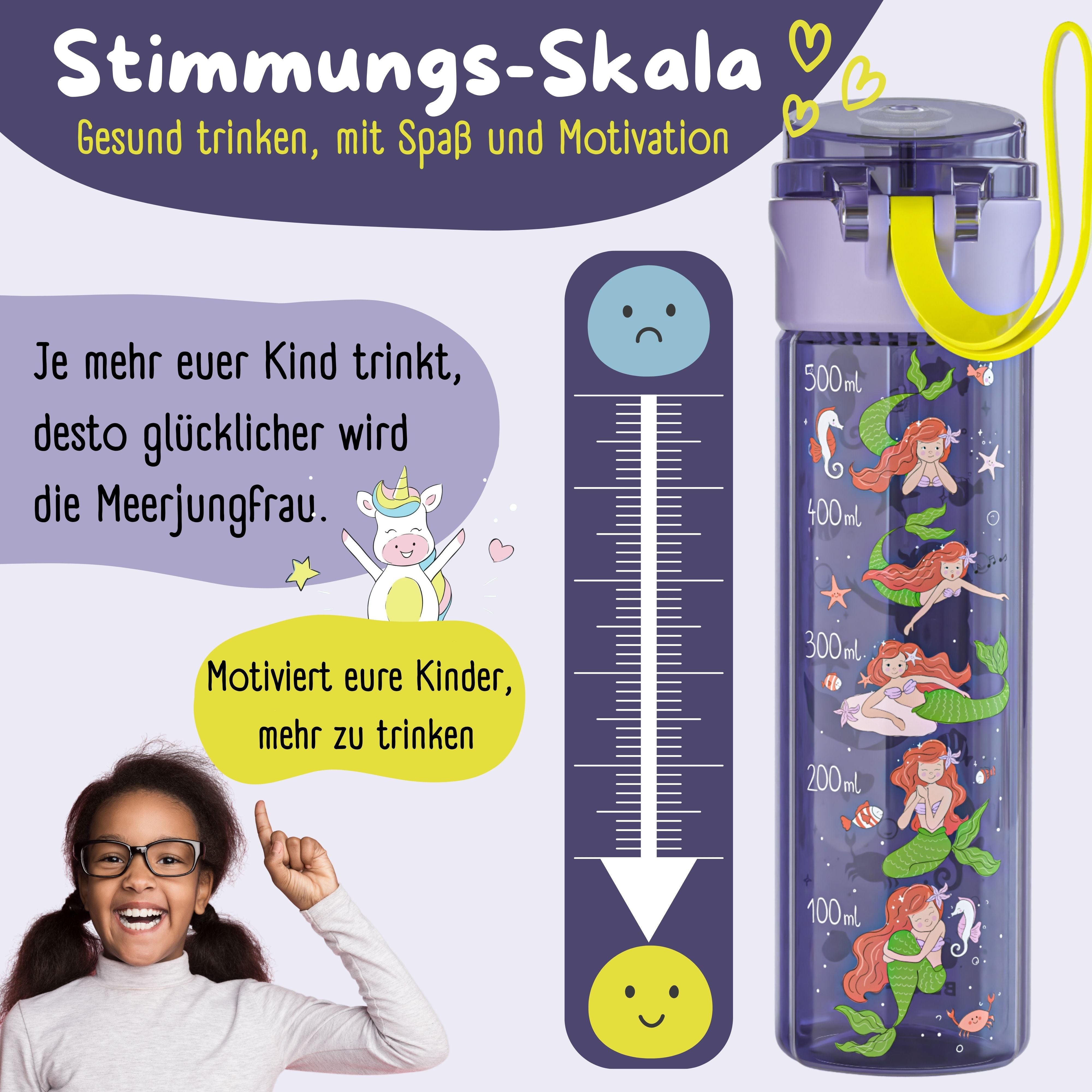 Meerjungfrau Delphin Edelstahl-Trinkflasche – 600 Ml, Isoliert, Mit Strohhalm, Auslaufsicher Für Sport & Schule