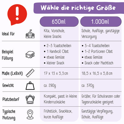 Brotdose mit Fächern, leicht &amp; auslaufsicher - lila