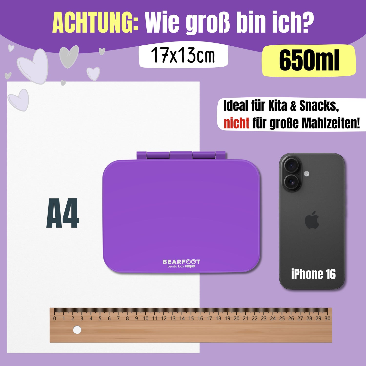 Brotdose mit Fächern, leicht &amp; auslaufsicher - lila