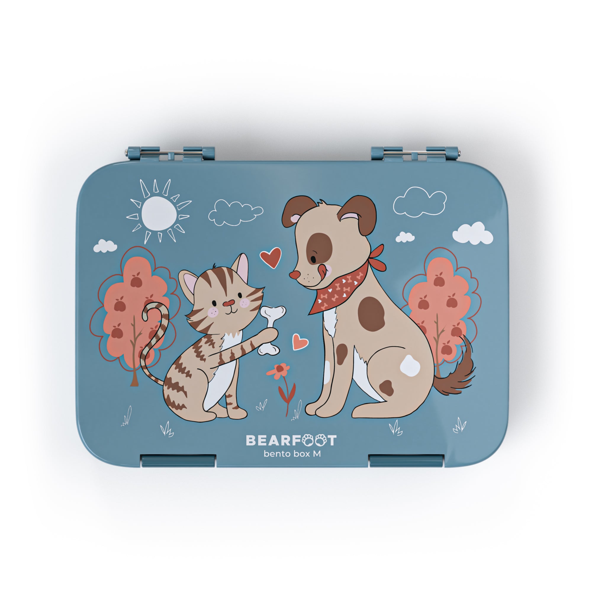 Kinderlunchbox met vakken, lunchbox - hond &amp; kat blauw