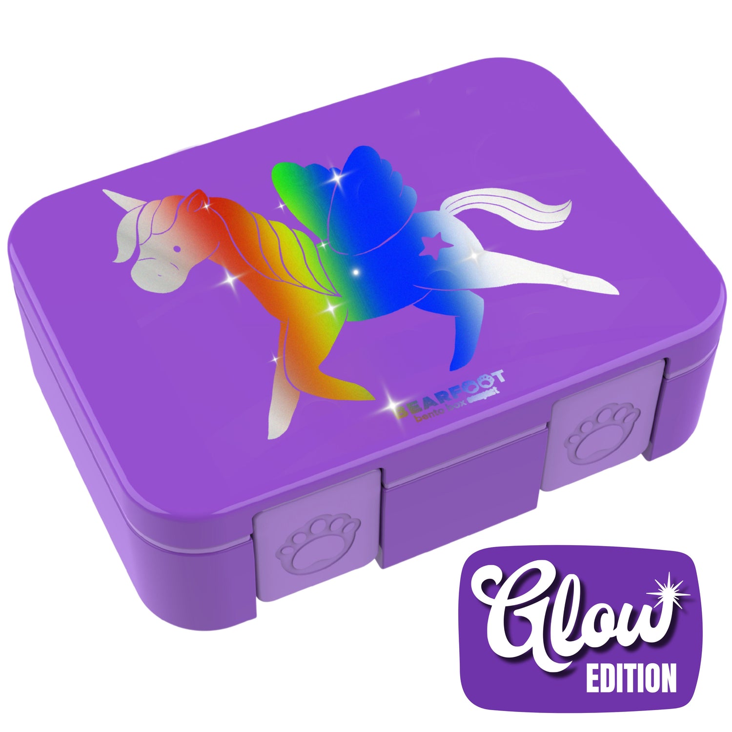 Brotdose mit Fächern, leicht &amp; auslaufsicher - Einhorn GLOW