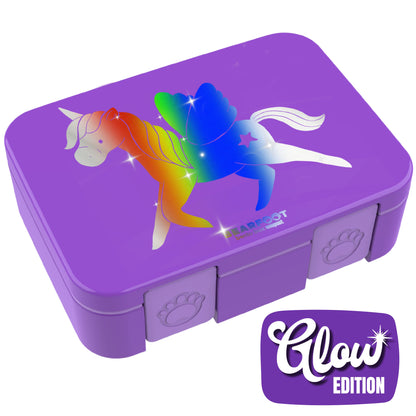 Brotdose mit Fächern, leicht &amp; auslaufsicher - Einhorn GLOW