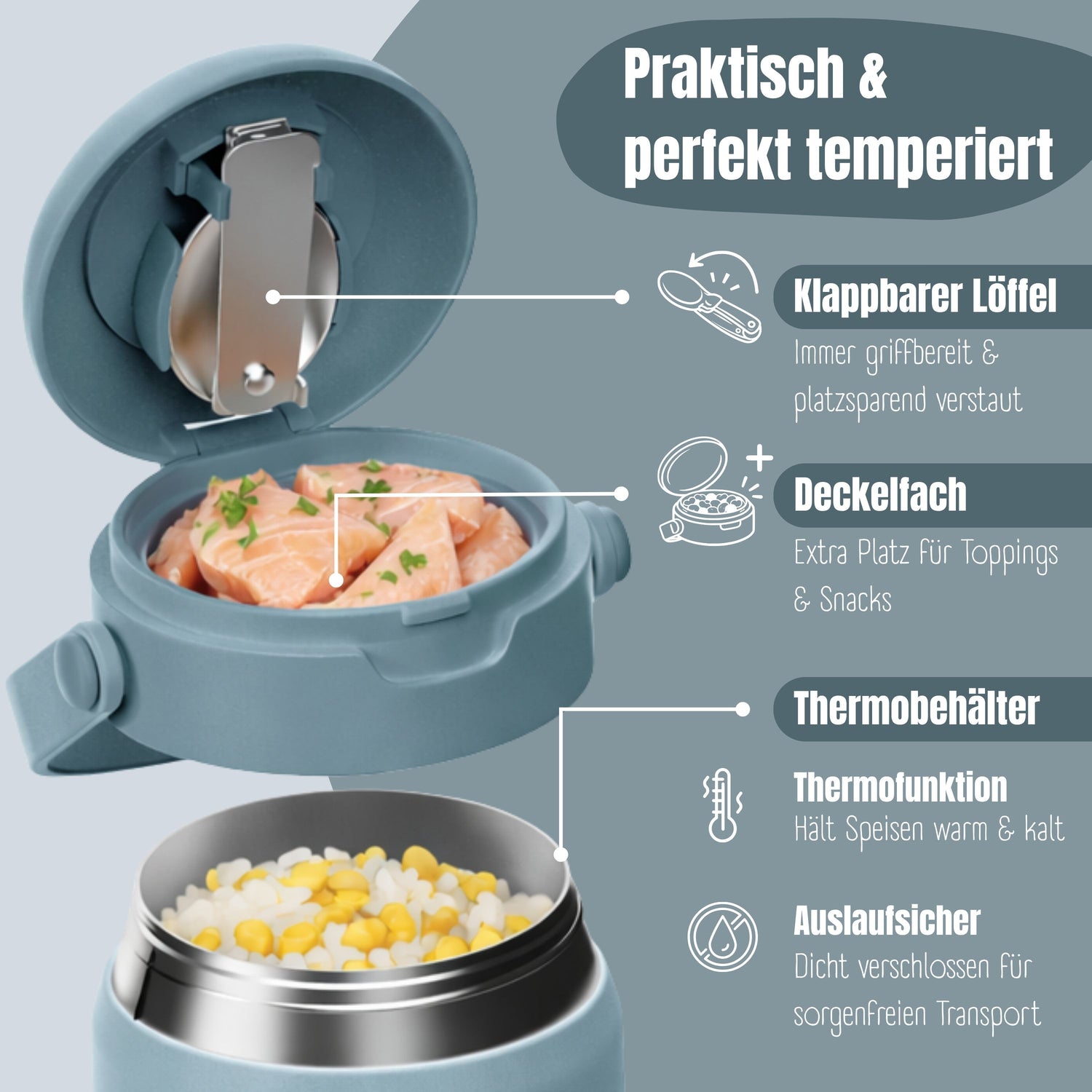Thermobehälter Kinder Edelstahl - Blau