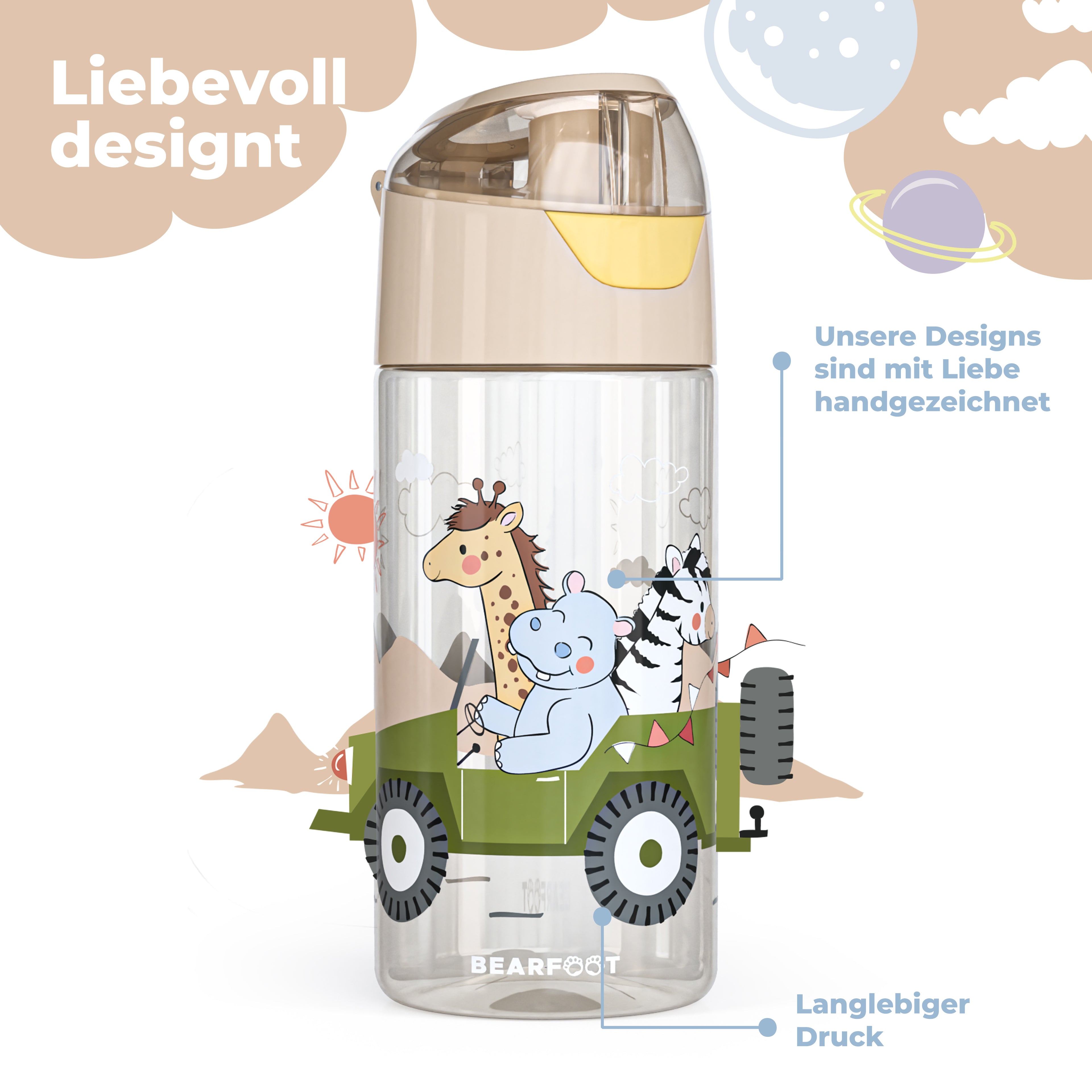 Botella de agua ligera para niños - Safari marrón