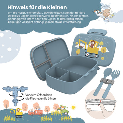 Brotdose Kinder mit Fächern, leicht &amp; auslaufsicher - Bagger