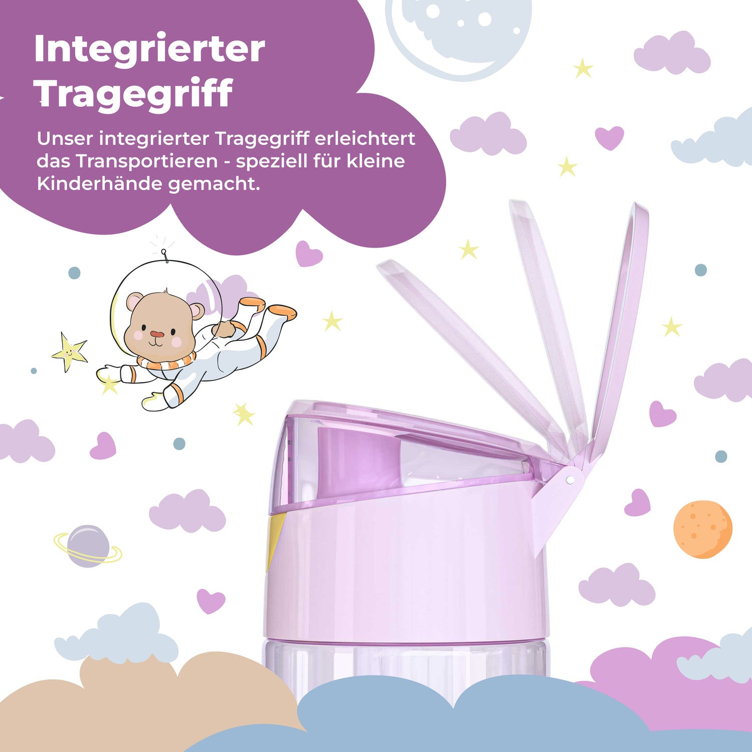 Kinderwaterfles, lichte waterfles - sticker paars