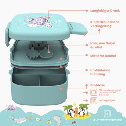Boîte à lunch enfant à compartiments, légère et étanche - tortue