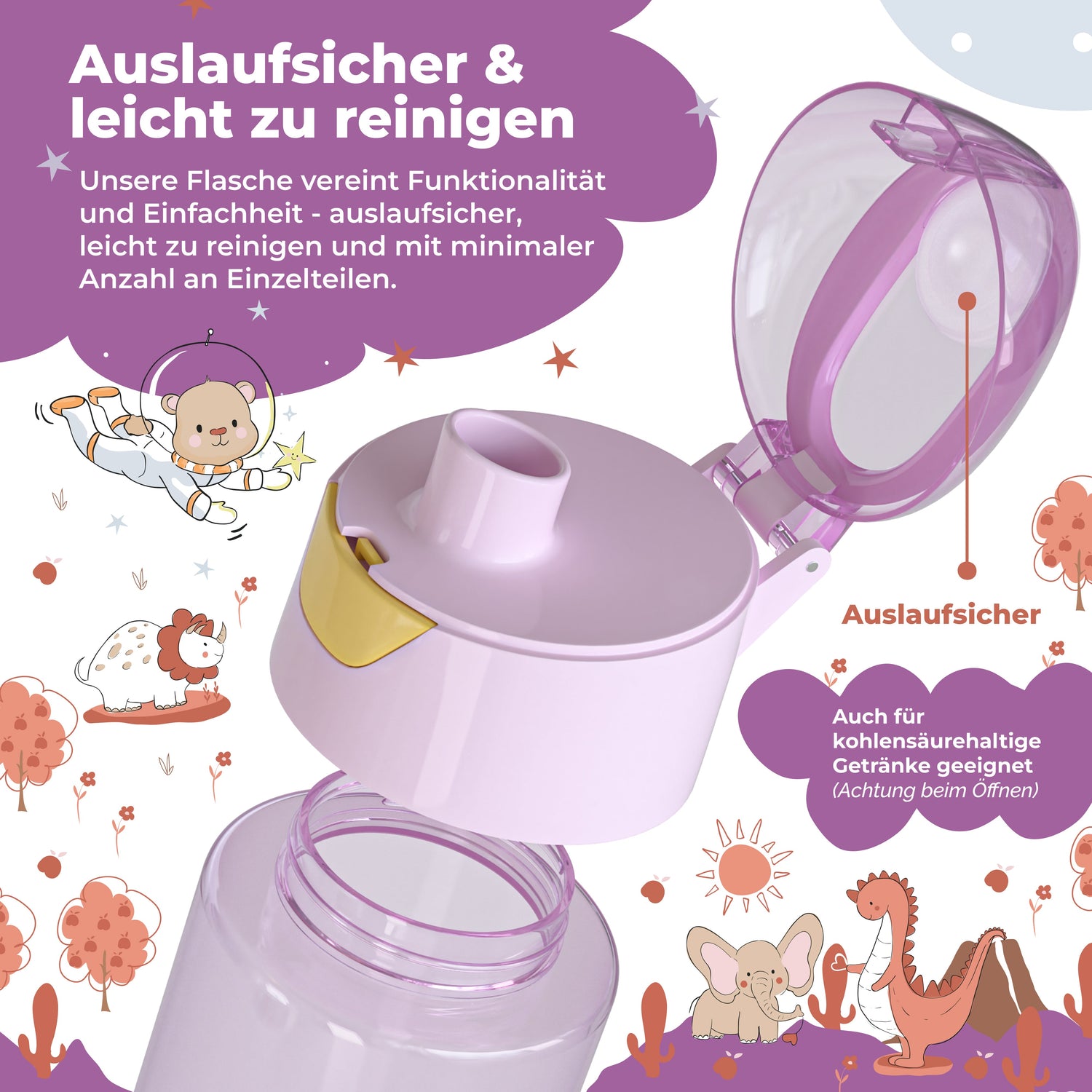 Trinkflasche Kinder, leichte Wasserflasche - Meerjungfrau