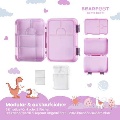 Brotdose Kinder mit Fächern, Lunchbox, Bento box - Lama Lila
