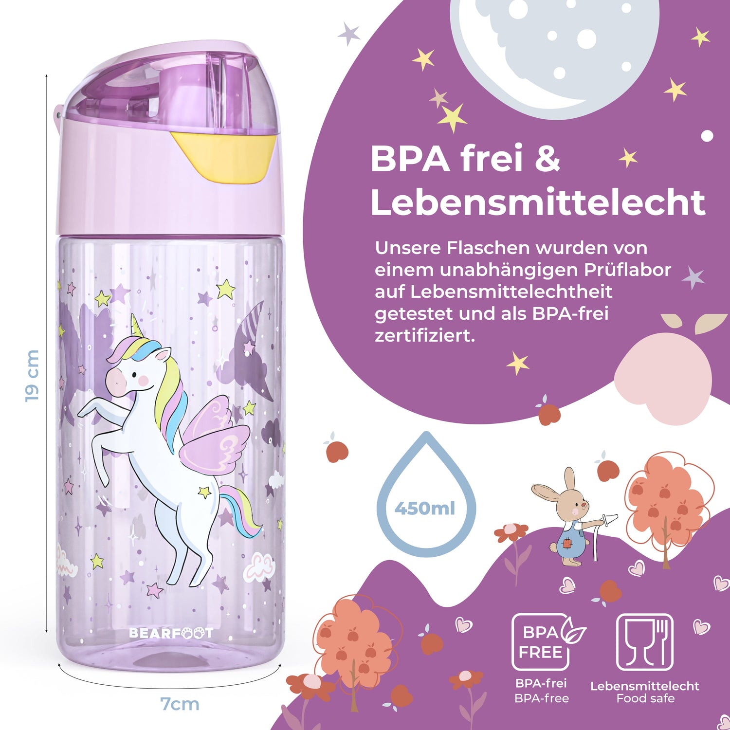 Unicorn Bundle - Bento Box M &amp; Drinking Bottle 450ml &amp; Insulated Bottle 400ml