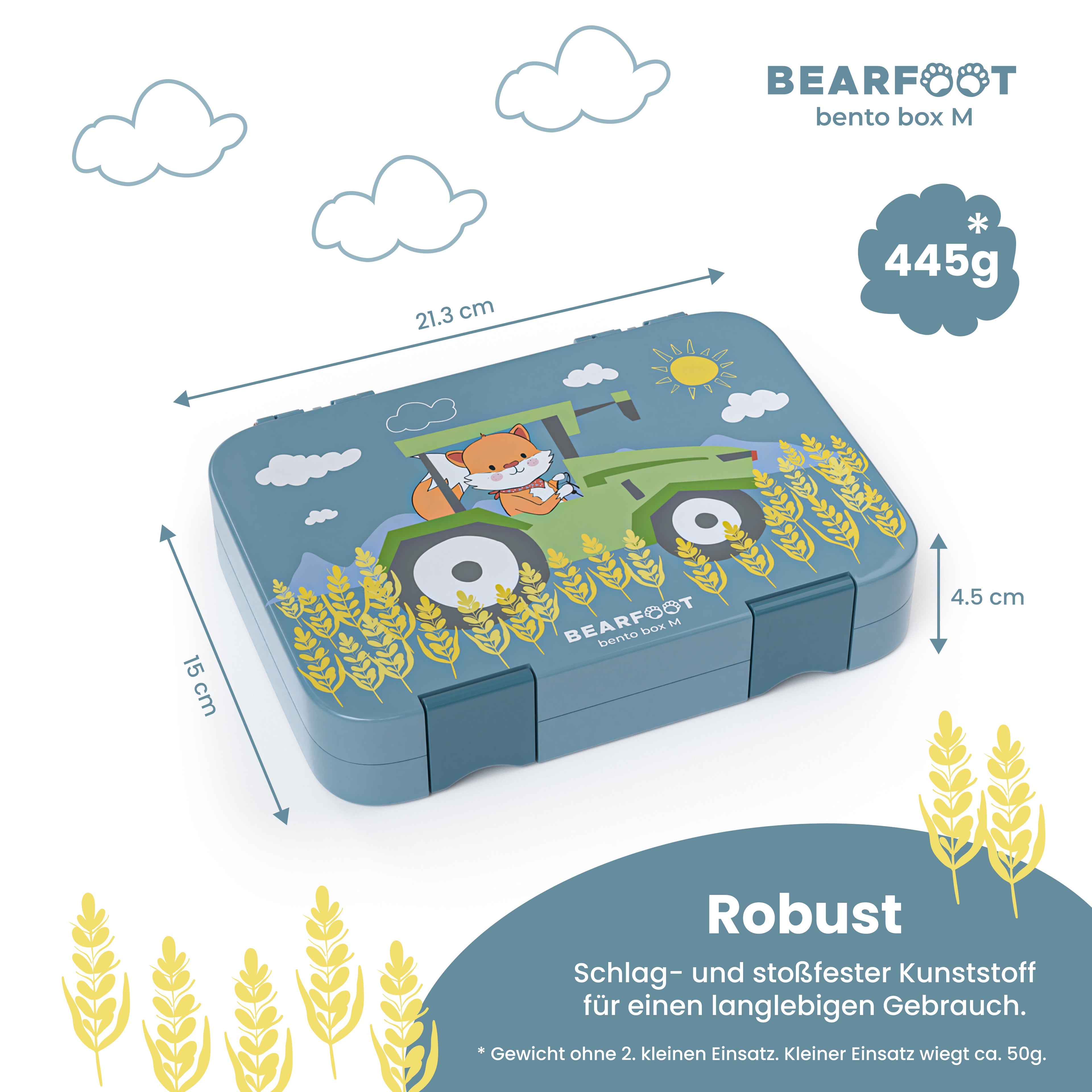 Fiambrera infantil con compartimentos, fiambrera, caja bento - tractor