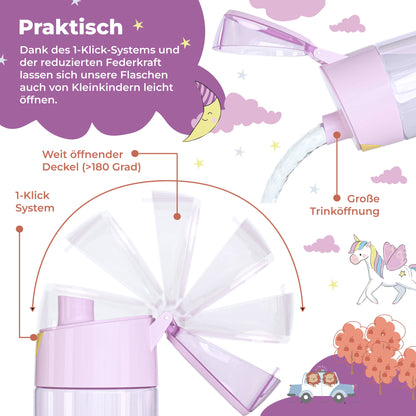 Unicorn Bundle - Bento Box M &amp; drikkeflaske 450ml &amp; isoleret flaske 400ml